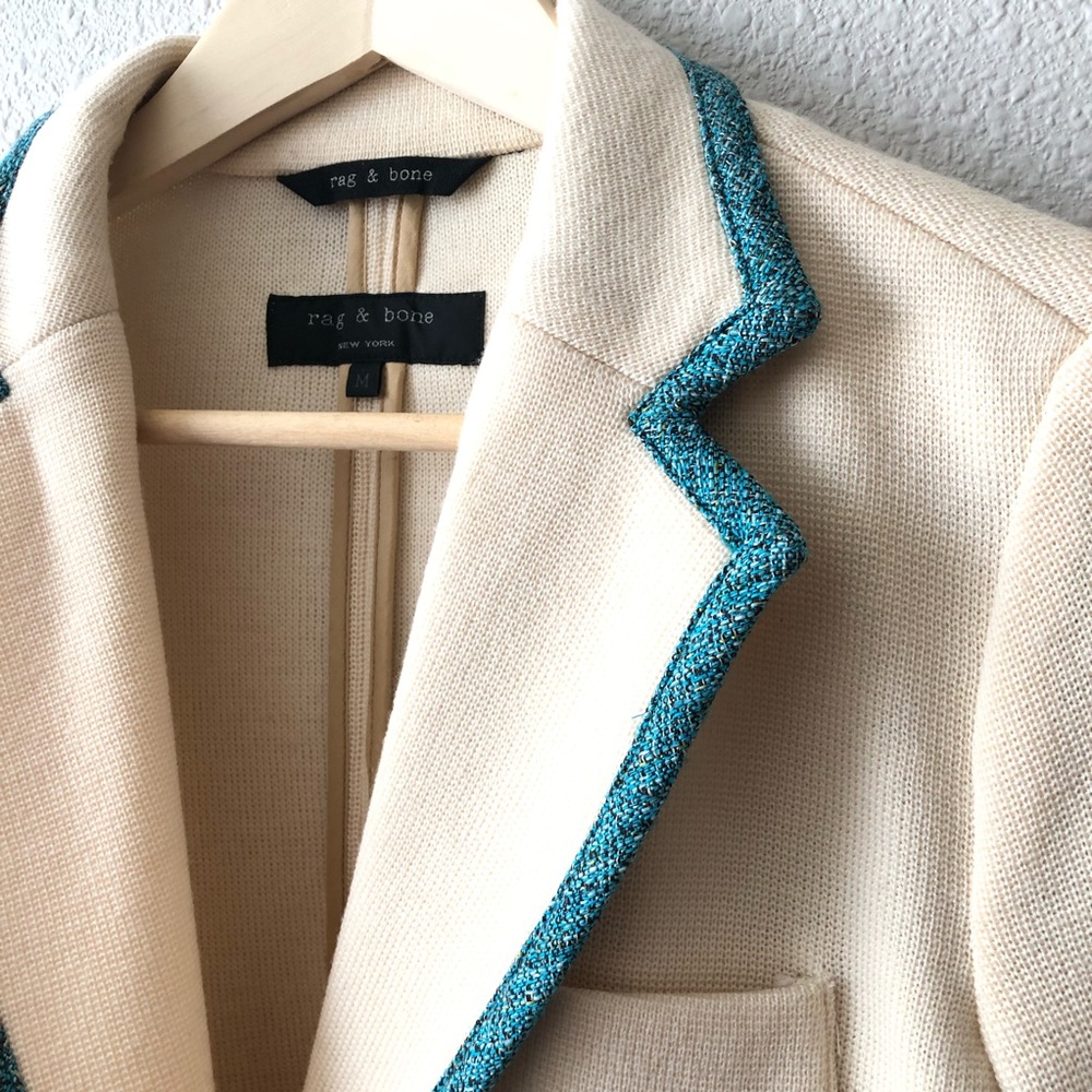 Rag & Bone Marino Wool Cream Knit Blazer - Picture 3 of 8